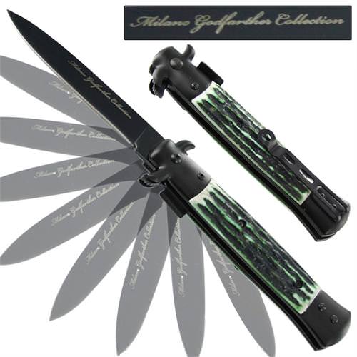 Milano Godfather Spring Assisted Stag Knife - Green