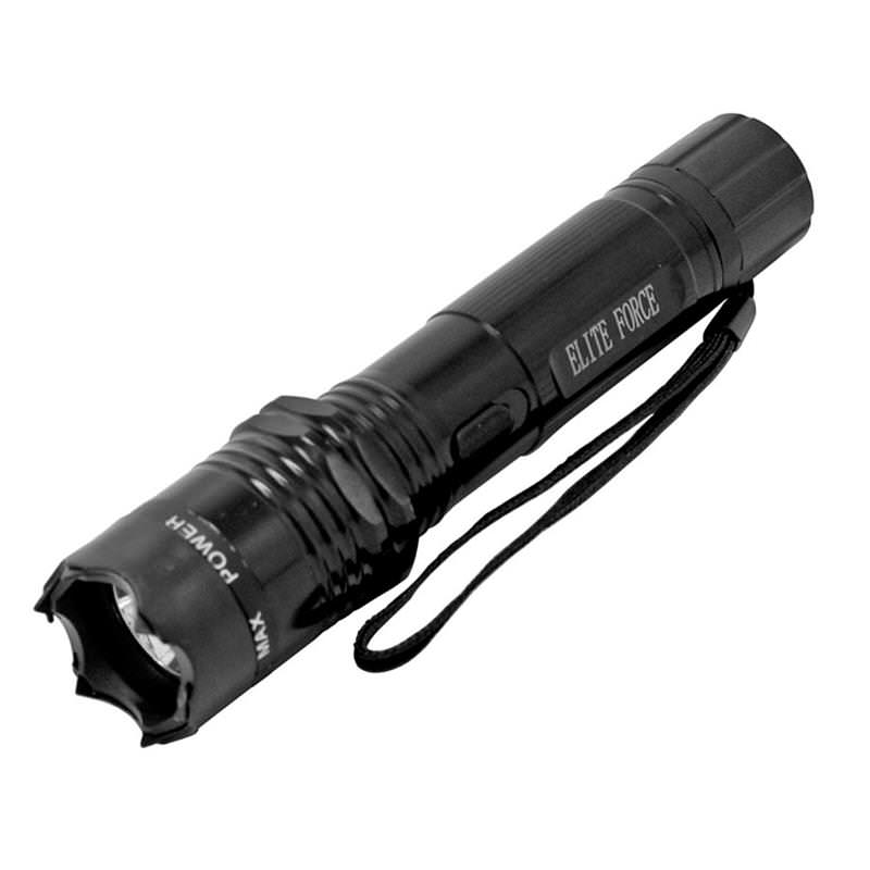Tactical Elite Force Metal Stun Gun Rechargeable LED Flashlight - Black