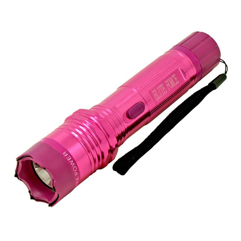 Tactical Elite Force Metal Stun Gun Rechargeable LED Flashlight - Pink