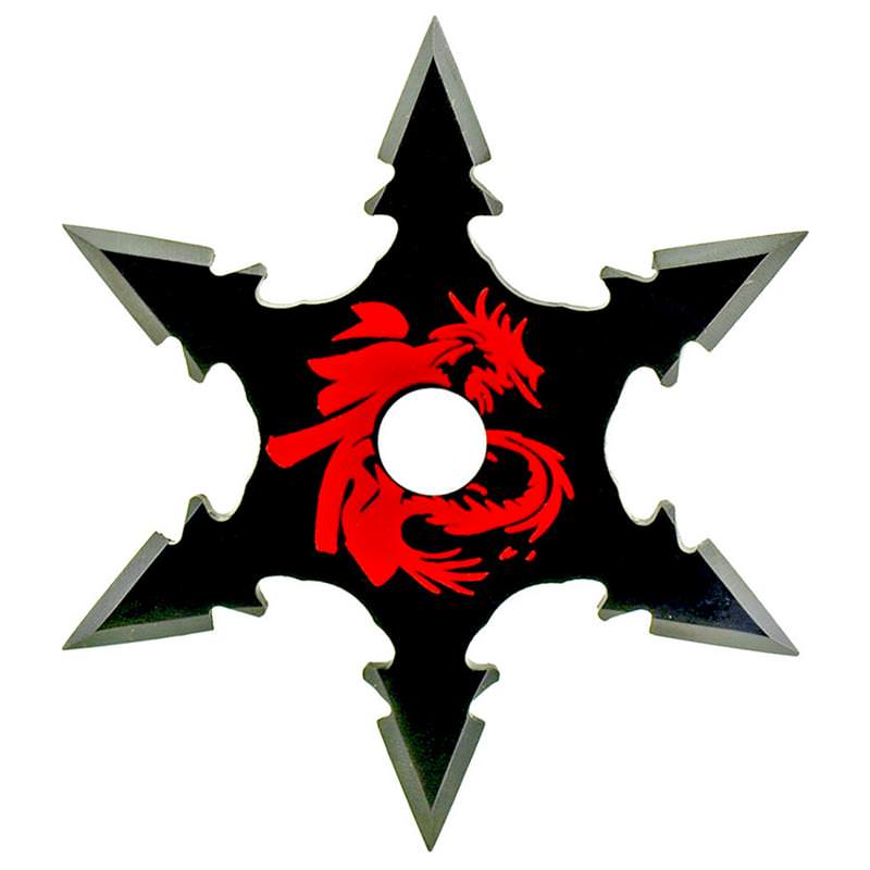 Secret Dragon Ninja Six Points Throwing Star Black With Pouch
