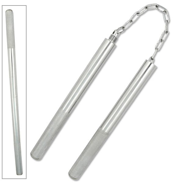 11 Inch Silver Aluminum Convertible Nunchaku