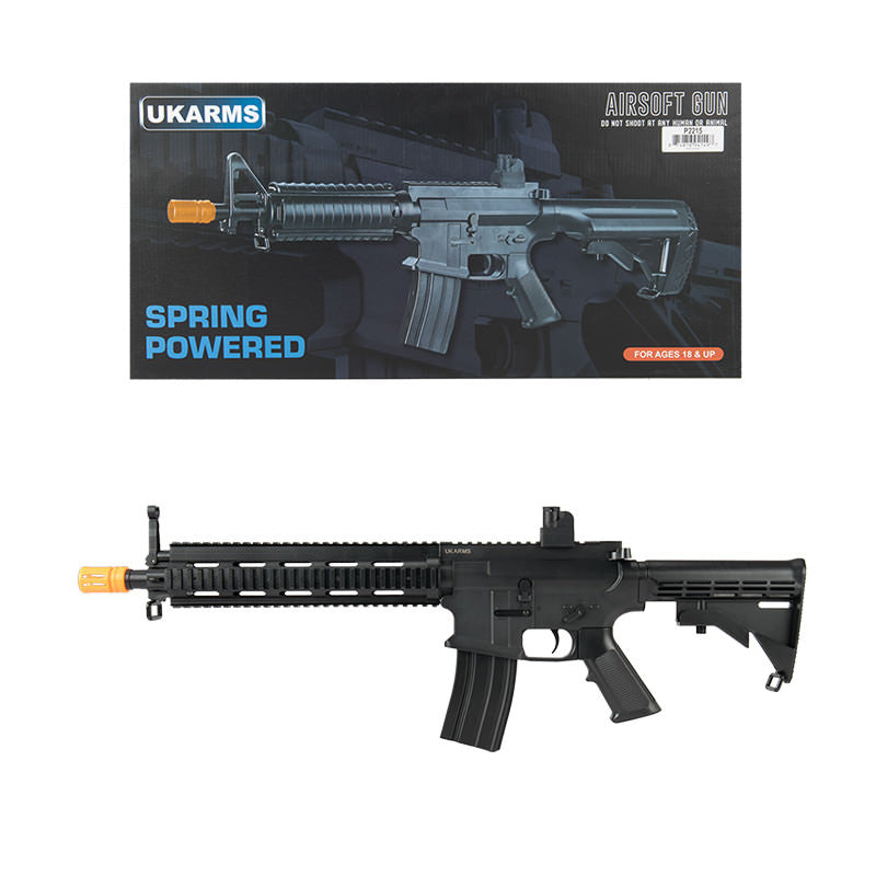 P2215 M4 Quad Monolithic RIS Spring Airsoft Rifle FPS 200 With .20G BBs