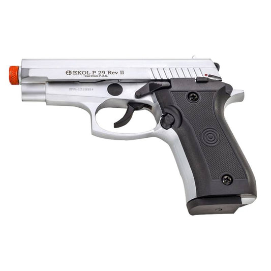P29 Rev2 Semi Automatic Front Firing Blank Pistol Nickel Finish