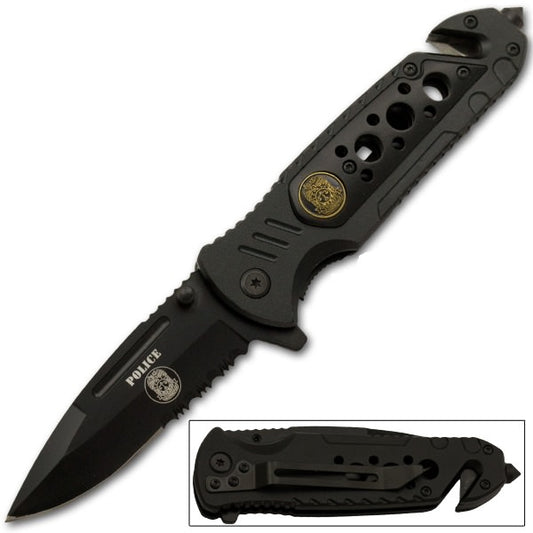 Police Tactical Rescue Spring Assisted Law Enforcement Knife