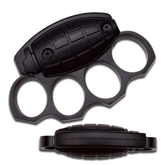 Grenade Style Black Handle Self Defense Knuckle