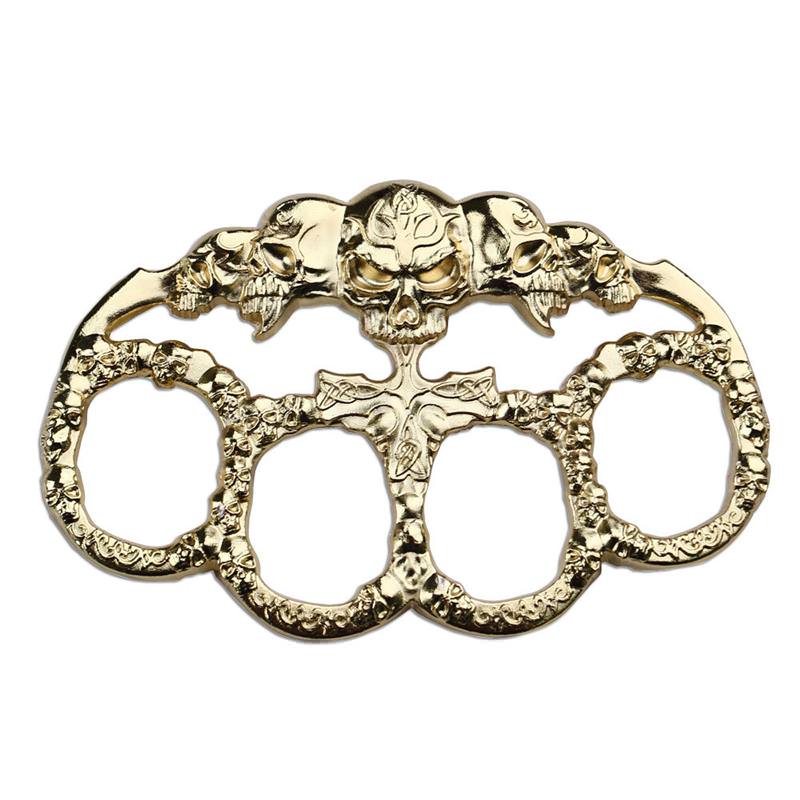 Skull Gold Paperweight Goth Punk Biker Knuckle Duster