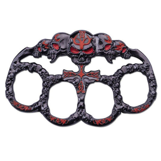 Skull Red Dark Silver Paperweight Goth Punk Knuckle Duster