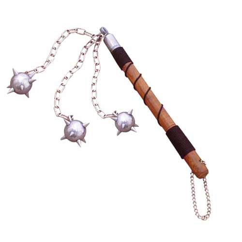 Medieval Wooden Handle Triple Mace Ball