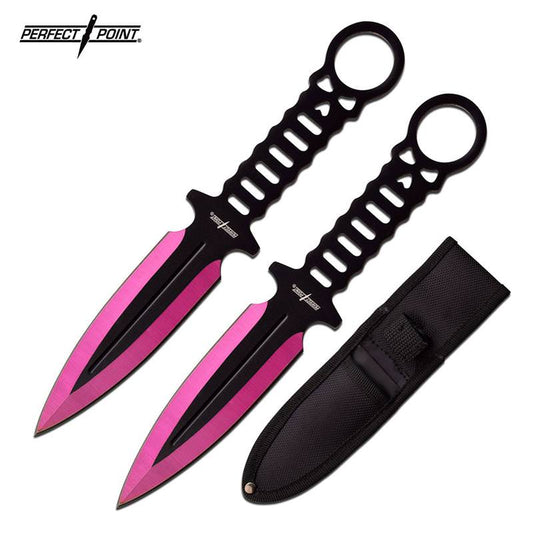 2 Piece 7.75" Stainless Steel Throwing Knife Set With Sheath Purple
