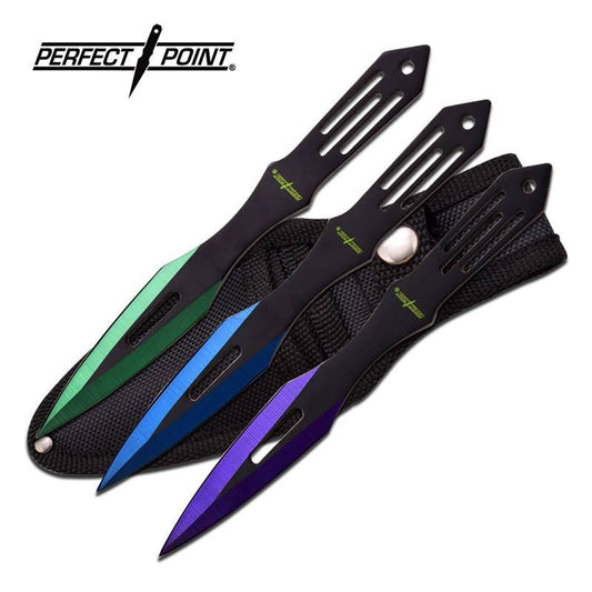 Perfect Point Colorful Three Piece Throwing Knife Set