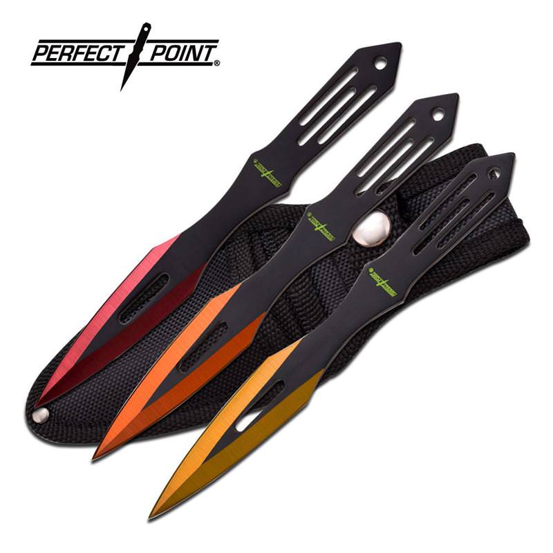 Triple Sunrise Orange Red Yellow Throwing Knife Set Three Pack