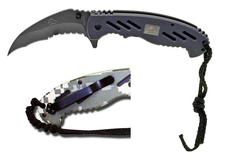 Tactical Karambit Spring Assist Knife G10 Handle With Paracord