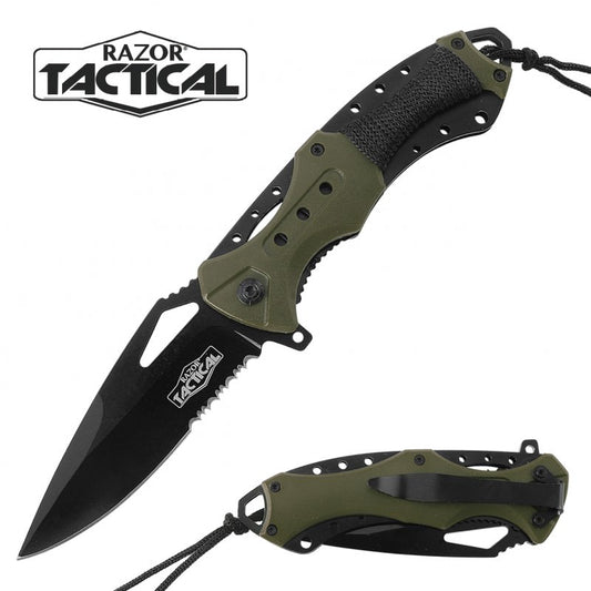 Spring Assist - 'Legal Auto Knife' - Military Fighter - Green