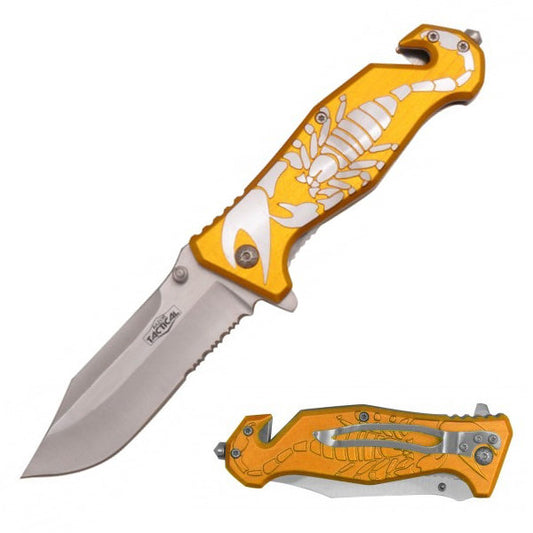 Scorpion Tactical Rescue Spring Assist Folding Knife - Gold