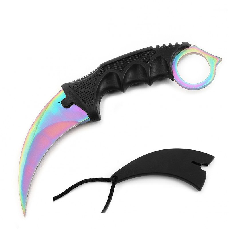 Rainbow Tactical Combat Karambit Neck Knife Survival Hunting Fixed Blade