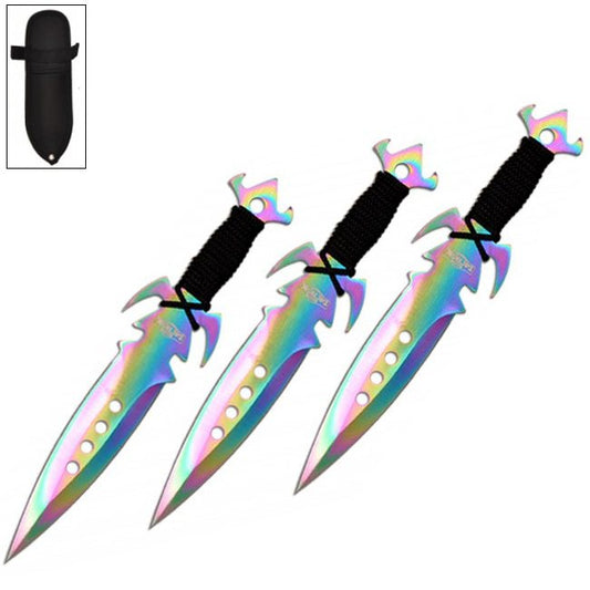 7.5 Inch Deadly Triad of Skulls Dagger Point 3 PC Throwing Knives Set Titanium