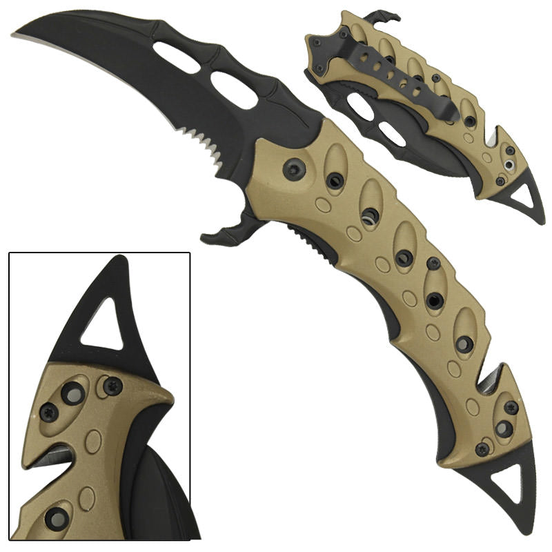 Razorclaw Karambit Spring Assisted Knife - Green