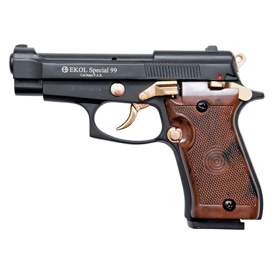 Special 99 V85 Blank Firing Gun Replica Black With Gold Fittings