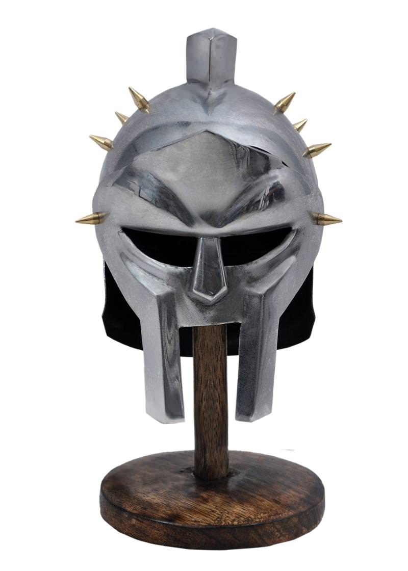 Miniature Roman Gladiator Helmet With Brass Spikes Includes Display Stand