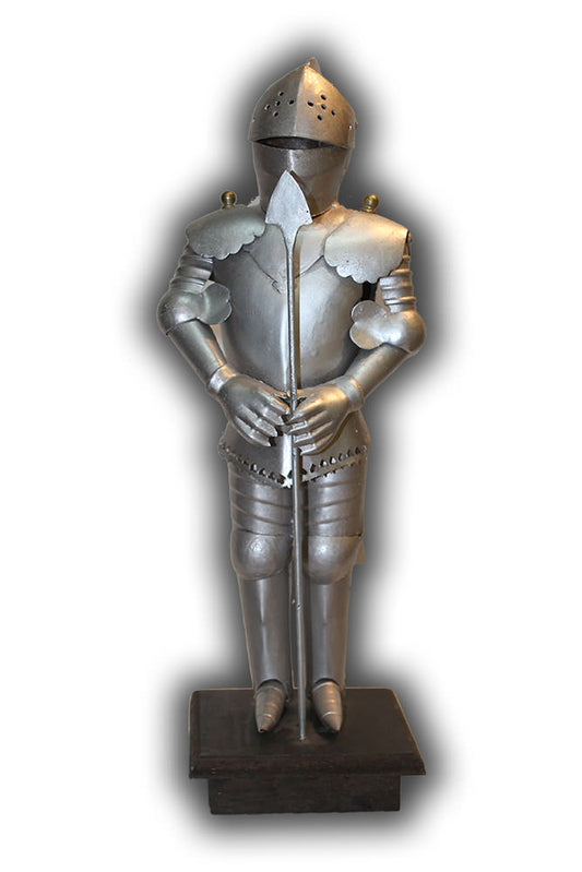 16" Tall Miniature Silver Armor Bascinet Medieval Knight Suit Of Armour