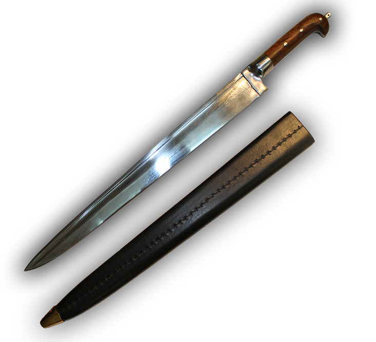 Afghan Khyber Large Knife Charay Short Sword With Wooden Scabbard