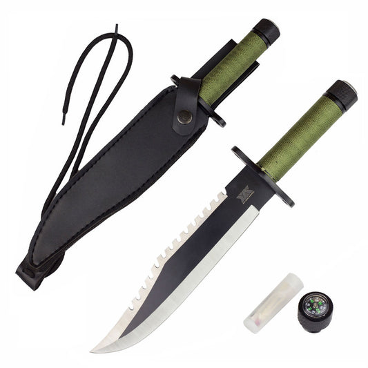 Rambo Style Full Size Survival Hunting Knife With Sheath