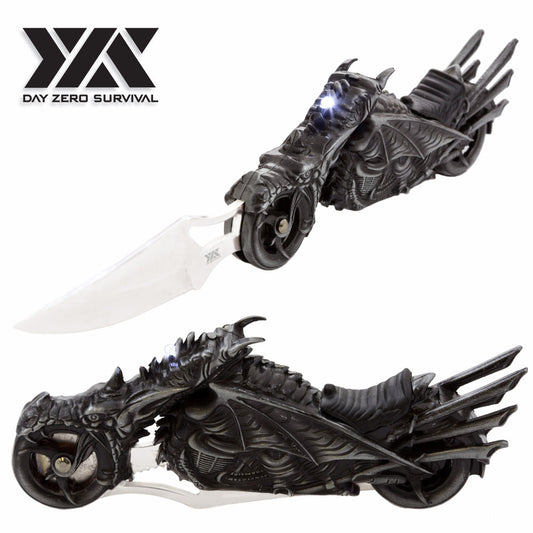 Fantasy Dragon Motorcycle Folding Knife With LED Light