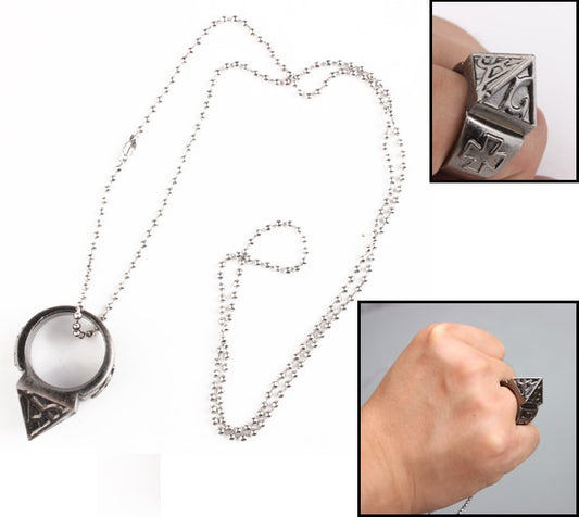 Self Defense Stainless Steel Ring With Necklace Emergency Rescue Tool Survival
