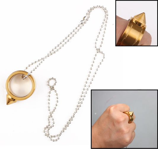 Self Defense Steel Golden Ring Spike Window Breaker Rescue Survival Tool