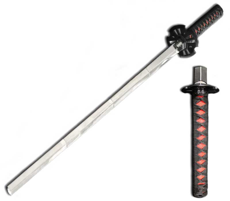 37 Inch Expandable Katana Practice Sword - Black & Red