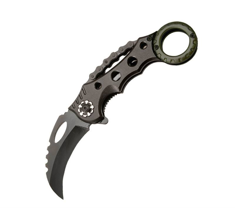 Green Karambit Spring Assist Folding Knife Tactical Rescue Knives
