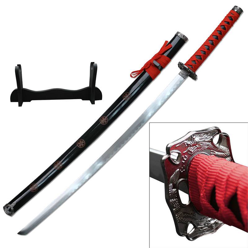 Dragon Sakura Samurai Sword With Stand 4MM Thick Carbon Steel Blade
