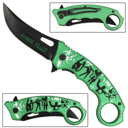 Shredded Zombie Killer Karambit Assisted Opening Knife