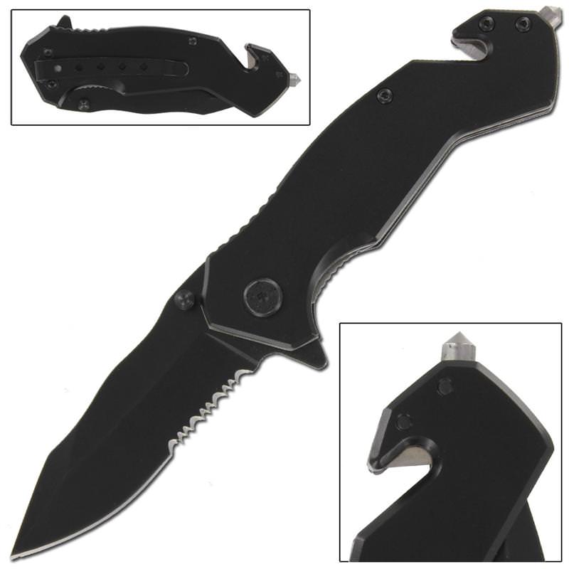 Smoke Screen Serrated Spring Assist Tactical Assisted Opening Knife