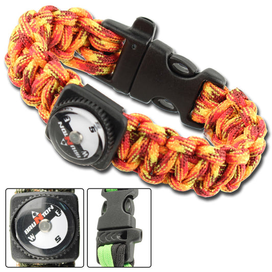 Survival Braid Whistle Compass Paracord Fireball Camo