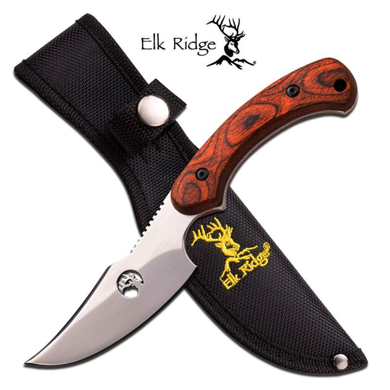 Elk Ridge Full Tang Brown Pakkawood Skinning Knife