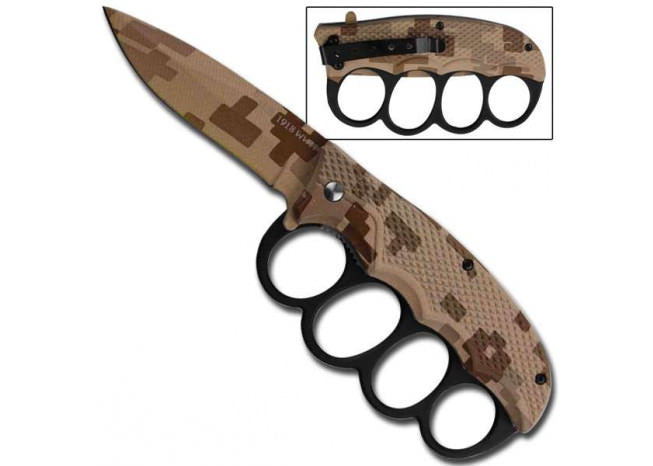Knuckle Spring Assist Trench Knife - Desert Digital Camo