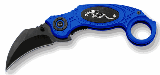 Blue Handle Dragon Karambit Assisted Opening Pocket Knife