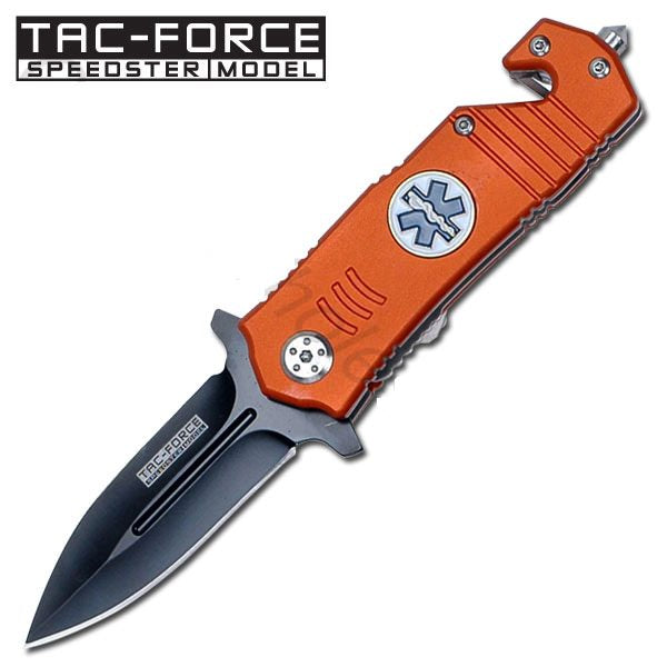 EMT Stiletto Style Rescue Folder Spring Assisted Pocket Knife