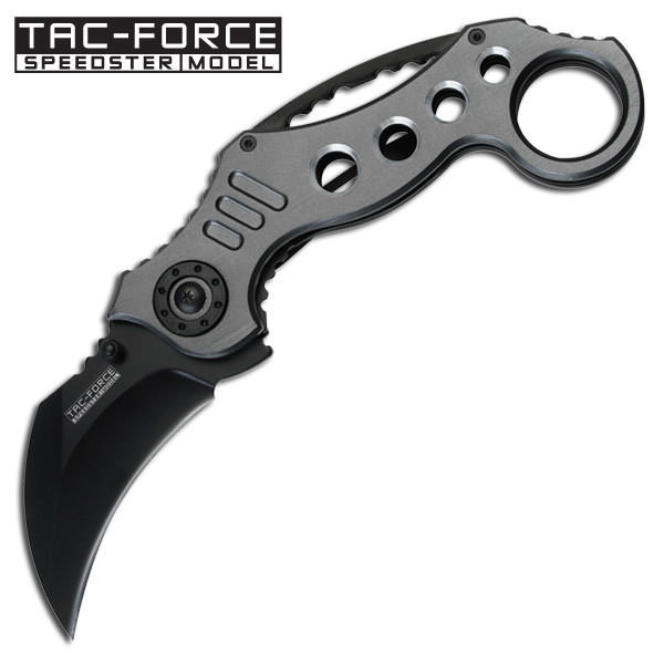 5" Grey Karambit Spring Assisted Combat Folding Knife