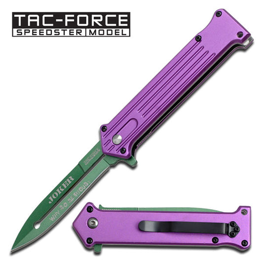 "Why So Serious?" Green Blade Spring Assist Folding Pocket Joker Knife