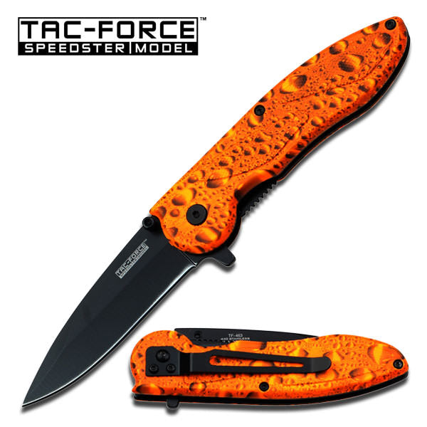 Tac Force Orange Raindrop Knife Assisted Opening Knife 4 1/2" Closed