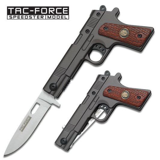 " Police " Law Enforcement Gun Handle Design Spring Assisted Knife