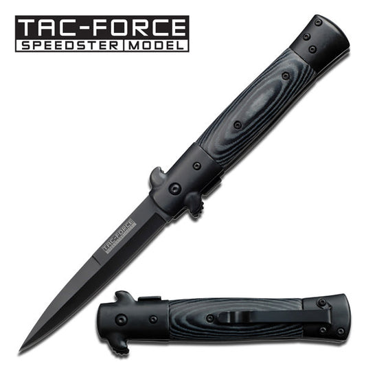 Black Micarta Handle Stiletto Style Spring Assisted Folding Knife