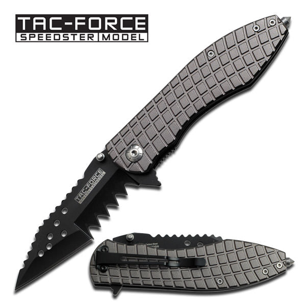 Grey Mutilator Spring Assisted Opening Pocket Knife - 5 Inch