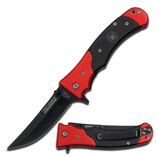 Red Tactical Assisted Opening Folding Pocket Knife 4.5 Inch Closed
