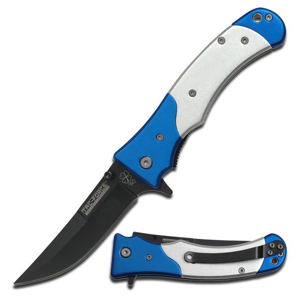 Blue Tactical Assisted Opening Folding Pocket Knife 4.5 Inch Closed