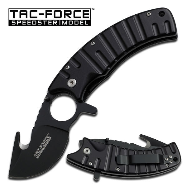 Tactical Heavy Duty Guthook Finger Hole Spring Assisted Knife