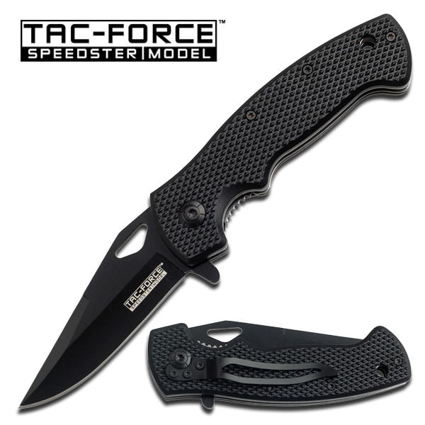 4.5" Black Nylon Fiber Handle Spring Assisted Folding Pocket Knife