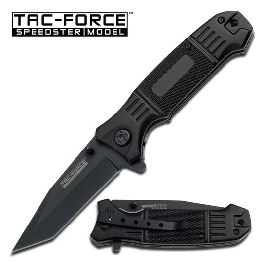 3.25" Black Tanto Blade Engravable Tactical EDC Spring Assist Knife